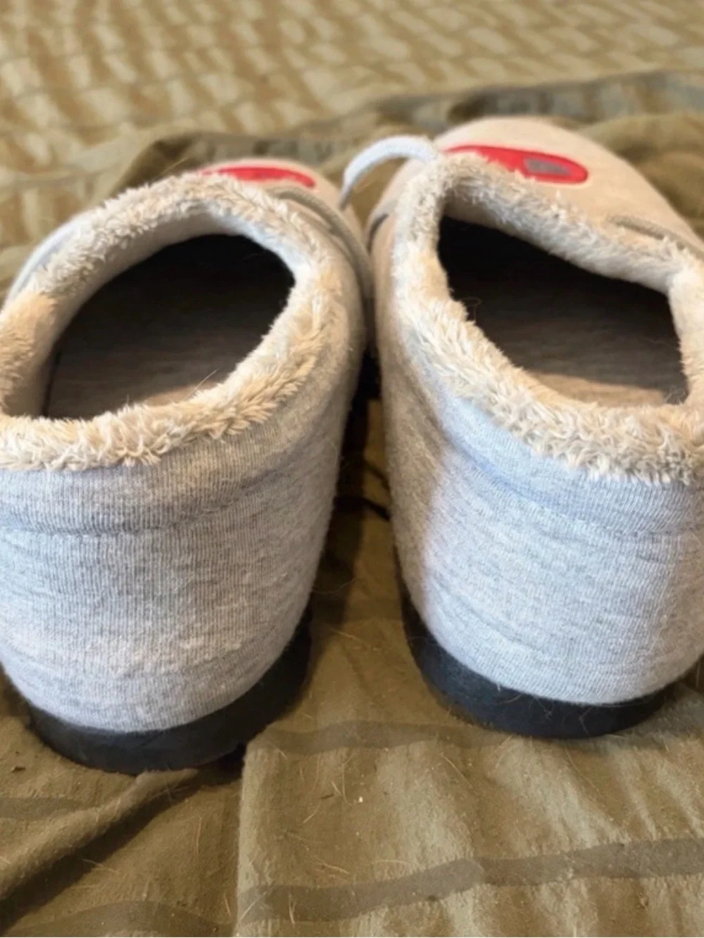 Champion Light Gray Slip-On Slippers with Red Logo